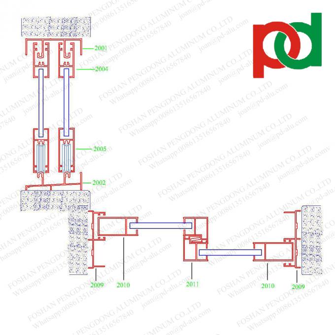 Al Боливия Чили Perfiles Aluminio Para Ventana y Puerta Linea 20